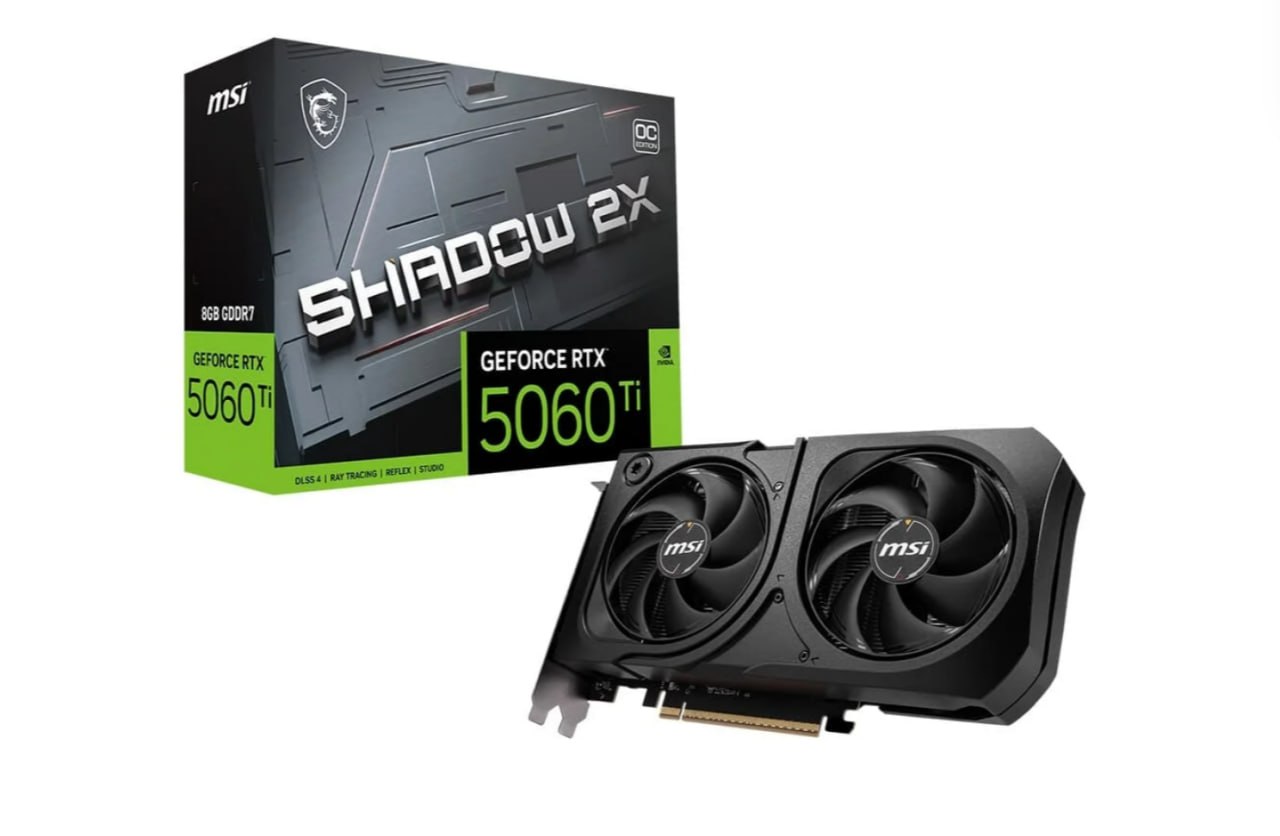 Placa de Vídeo MSI GeForce RTX 5060 Ti 8G SHADOW 2X OC PLUS NVIDIA GeForce, 8GB