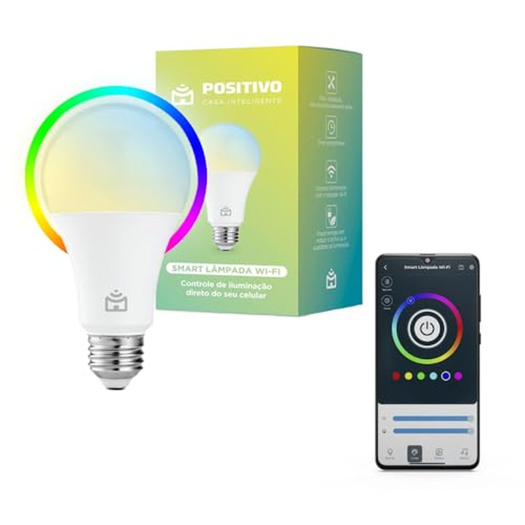 Smart Lâmpada Wi-Fi Positivo Casa Inteligente, 9W, Bivolt