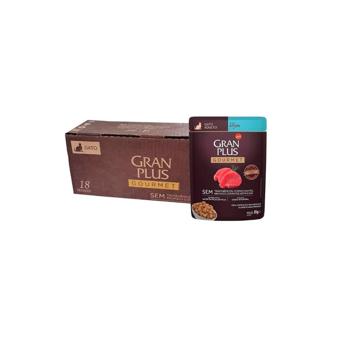 Caixa 18un Ração Úmida Granplus Sache Gato Adulto Atum 85g