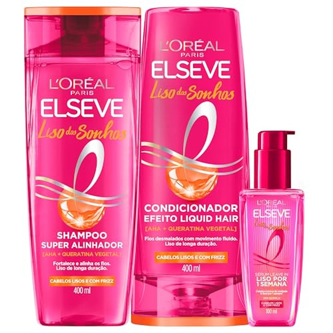 L'Oréal Paris Elseve Liso dos Sonhos Kit Shampoo, Condicionador e Sérum
