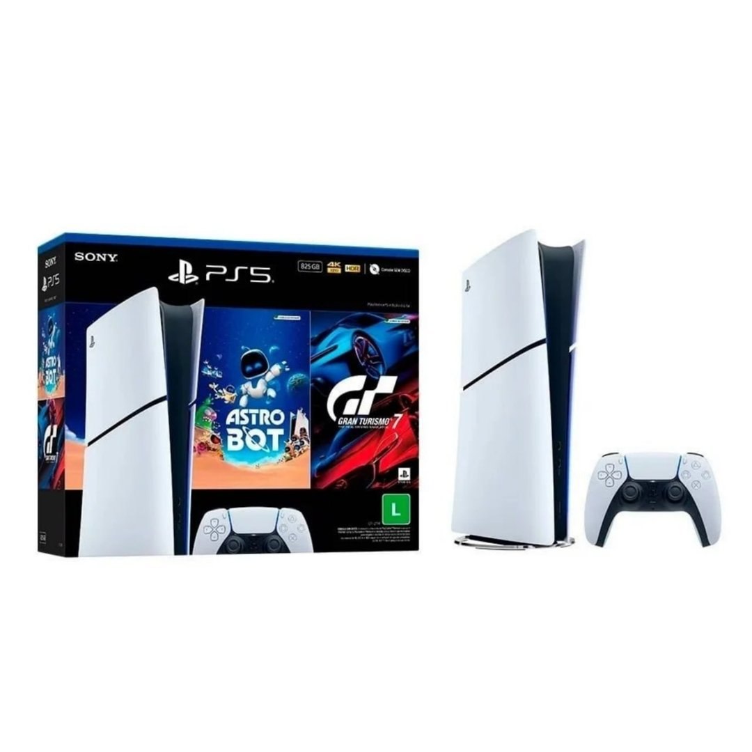 Console Sony PlayStation 5, SSD 825GB, Controle Sem Fio DualSense + 2 Jogos Digitais, Edição Digital