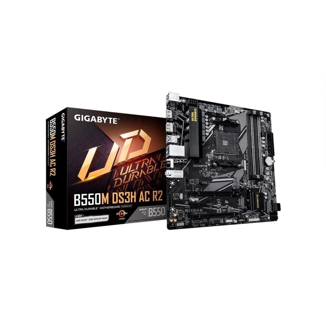 Placa Mãe Gigabyte B550M DS3H AC R2, AMD AM4, Micro ATX, DDR4, RGB, Wi-Fi, Bluetooth, Preto B550M DS3H AC R2