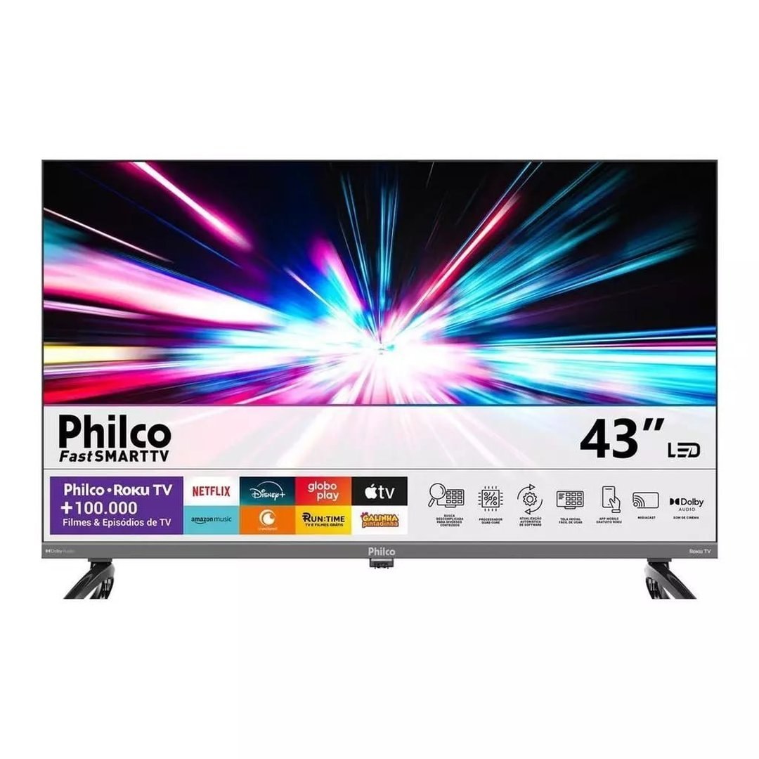 Smart Tv 43" Philco Qled HDR10 Roku Tv P43KRB