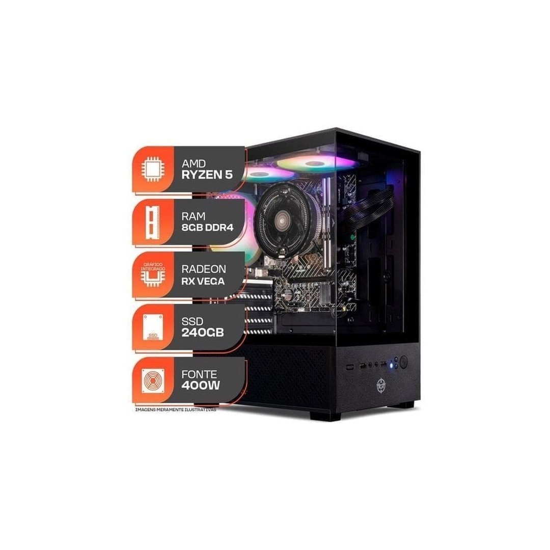 PC Montado Forge, AMD Ryzen 5 3400G, 8GB DDR4, SSD 240GB, 400W 80 Plus