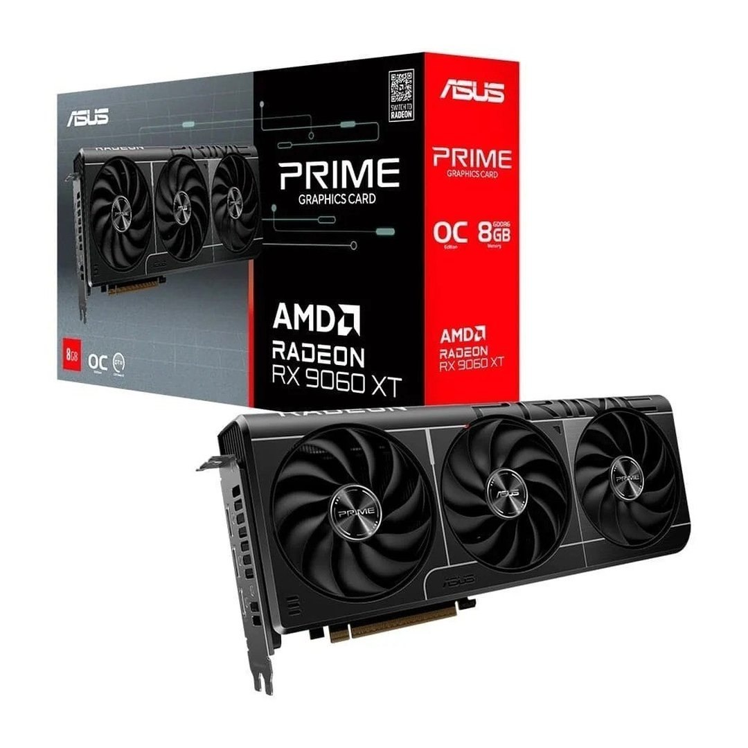 Placa de Vídeo Asus Prime RX 9060 XT OC 8G AMD Radeon, 8GB, GDDR6, 128bits, Triple Fan, OpenGL 4.6 90YV0MI0-M0NA00