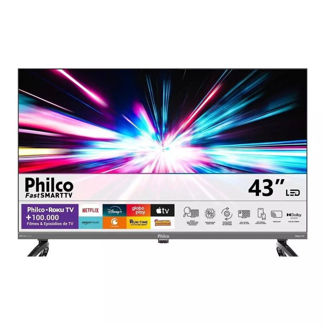 Smart Tv 43" Philco Qled HDR10 Roku Tv P43KRB