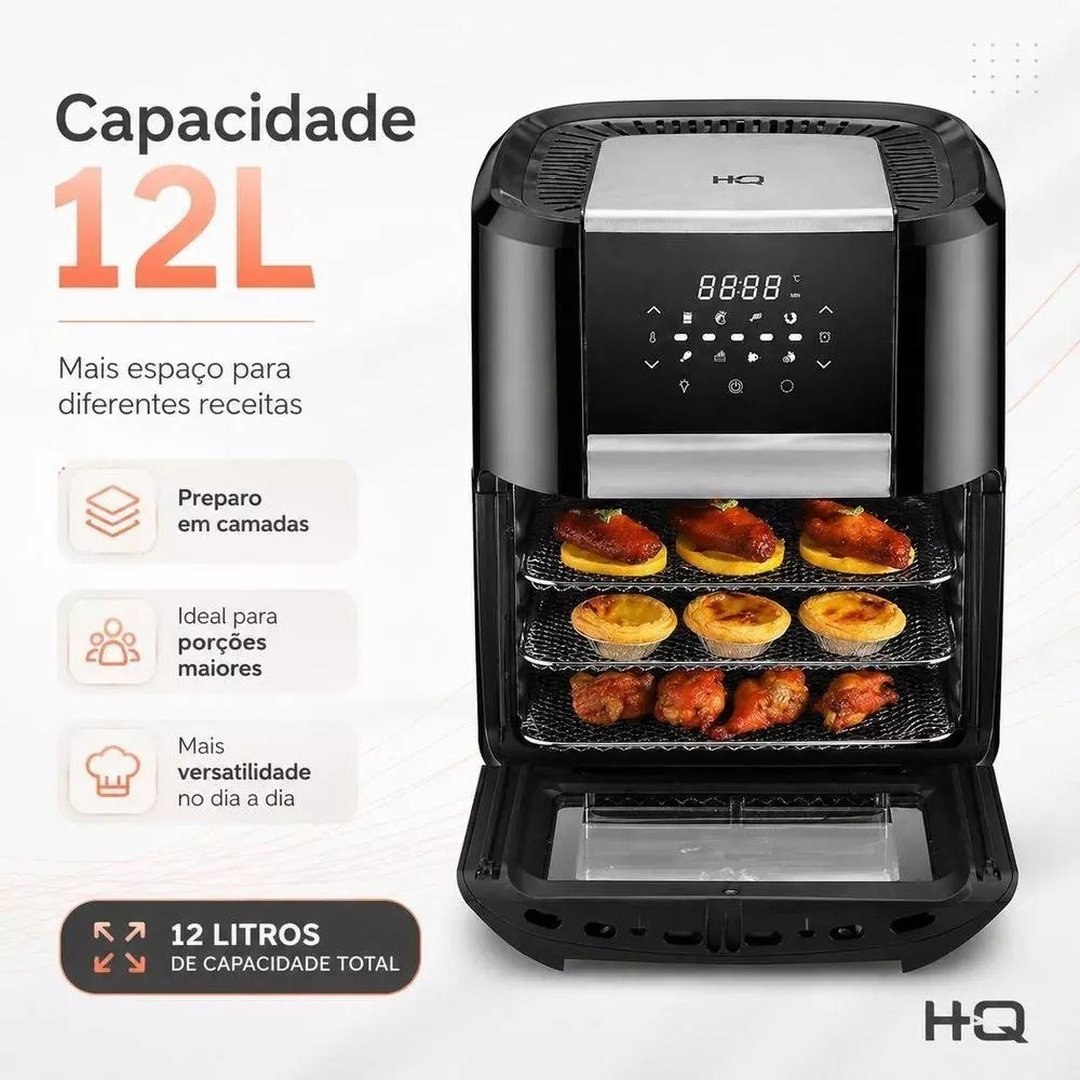 Fritadeira Elétrica Air Fryer Oven Hq 12 Litros 1700W Preto Ra 015 220V