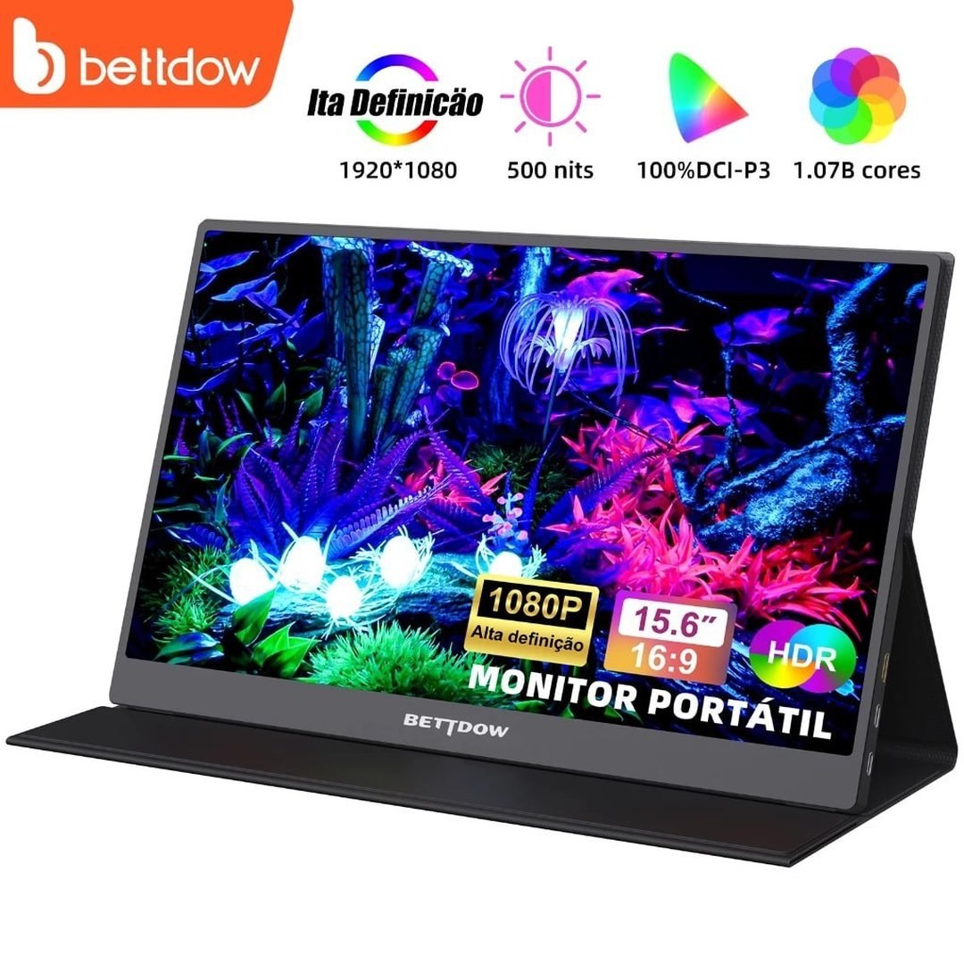 BETTDOW Monitor Portátil para laptop 15.6 ''19201080p 4k fhd ips monitor portátil para ipad/pc/mac/telefone/switch/ps4