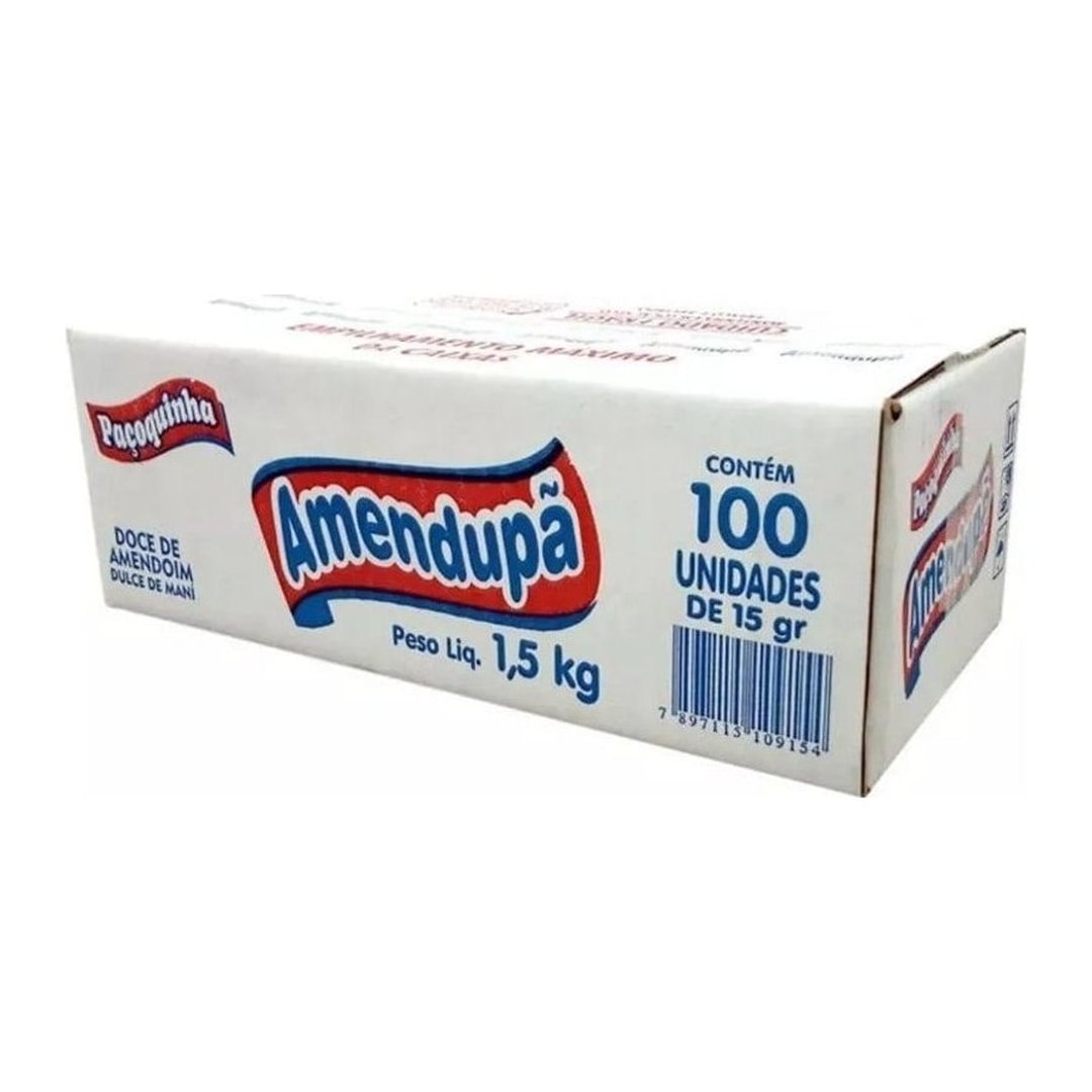 Paçoca Rolha Amendupã Caixa c/100 unidades 1,5kg