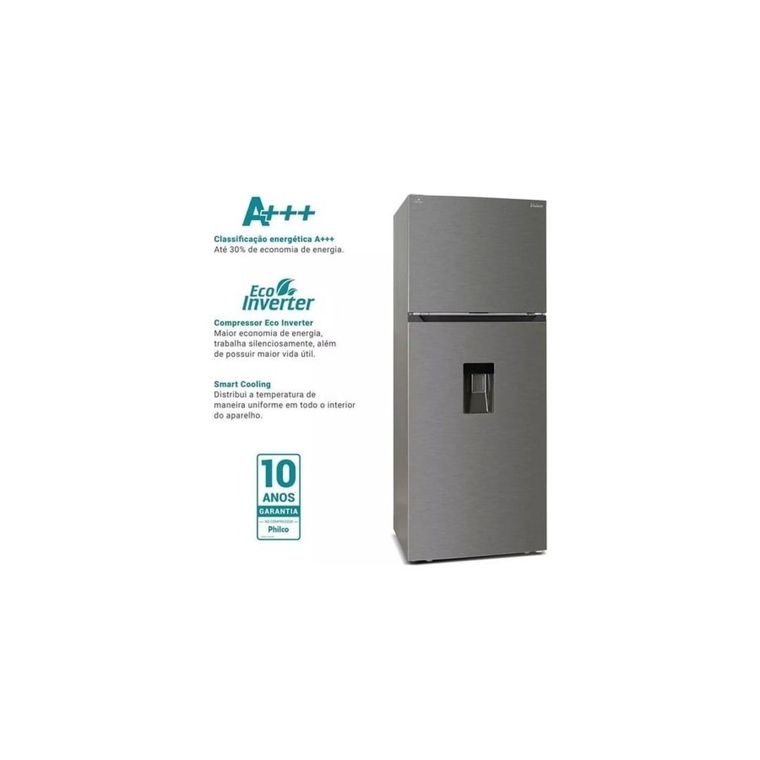 Geladeira 413L Philco Eco Inverter Duplex Inox PRF501TI
