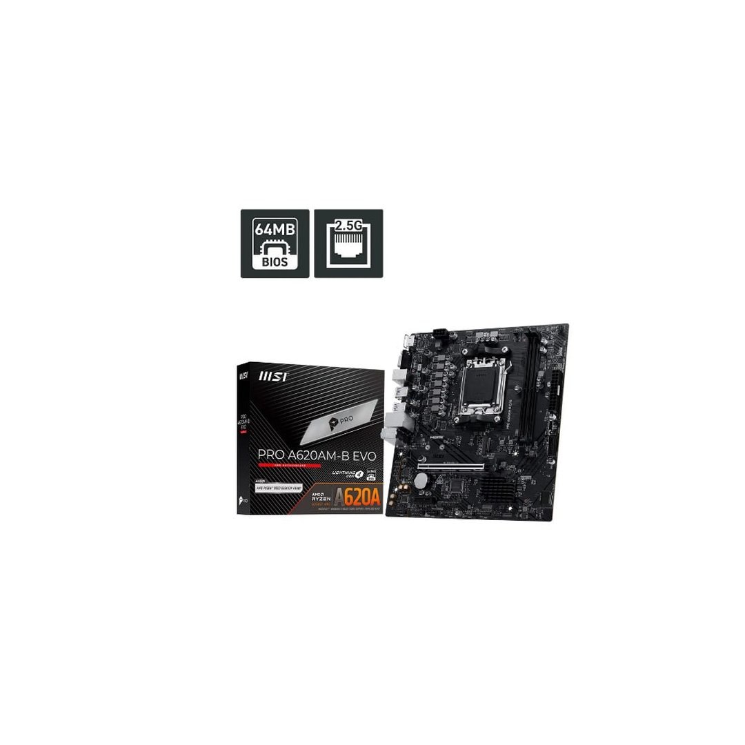 Placa-Mãe MSI PRO A620M-B EVO, AMD AM5, mATX, DDR5