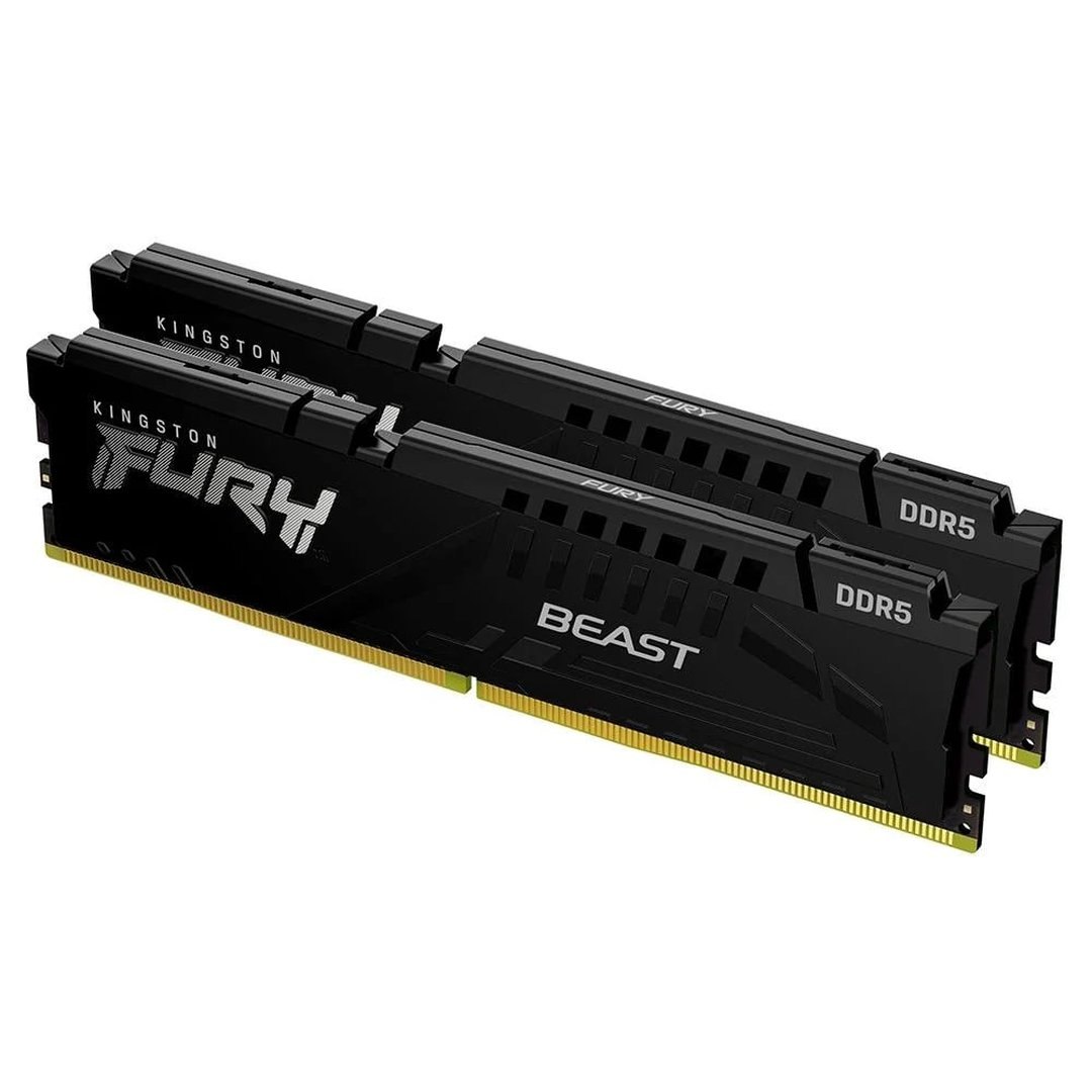 Memória RAM Kingston Fury Beast, 32GB (2x16GB), 5200MHz, DDR5, CL40, para Intel XMP, Preto KF552CBLSSD40BBK2-32
