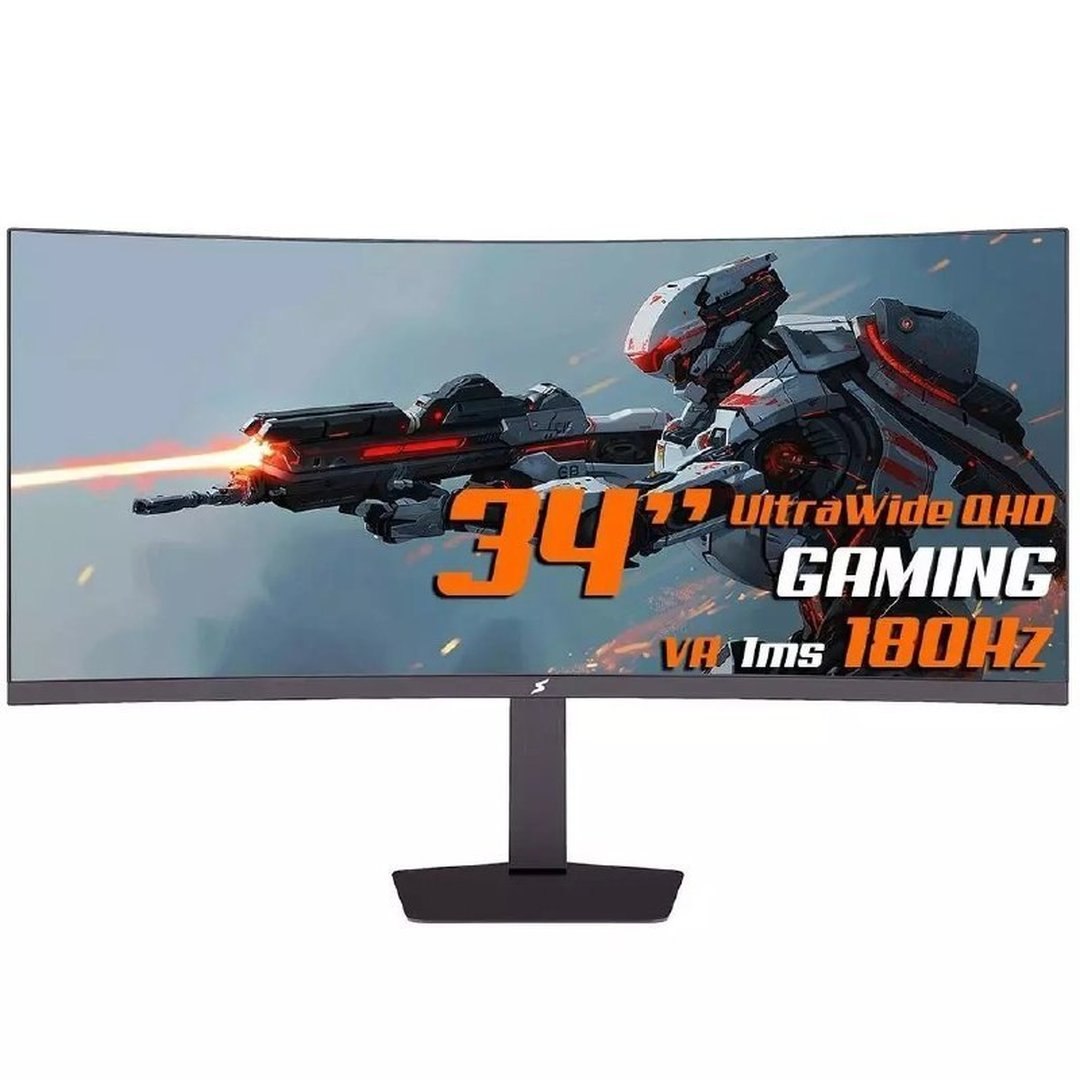 Monitor Gamer SuperFrame Enterprise, 34 Pol, Curvo, UltraWide Quad HD, VA, 1ms, 180Hz