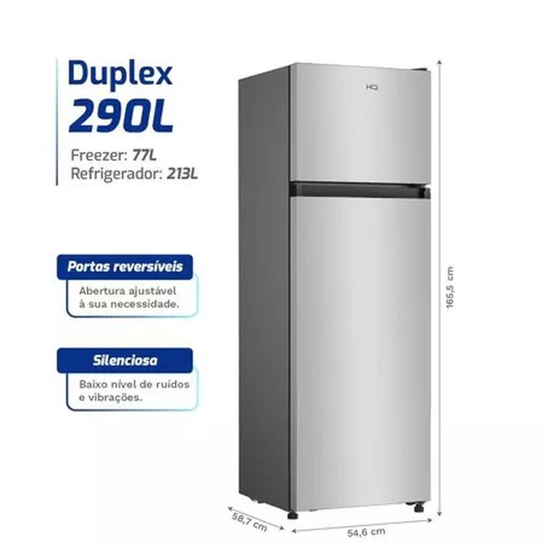 Geladeira Refrigerador HQ Defrost 290 Litros Prata Hq-290RDF
