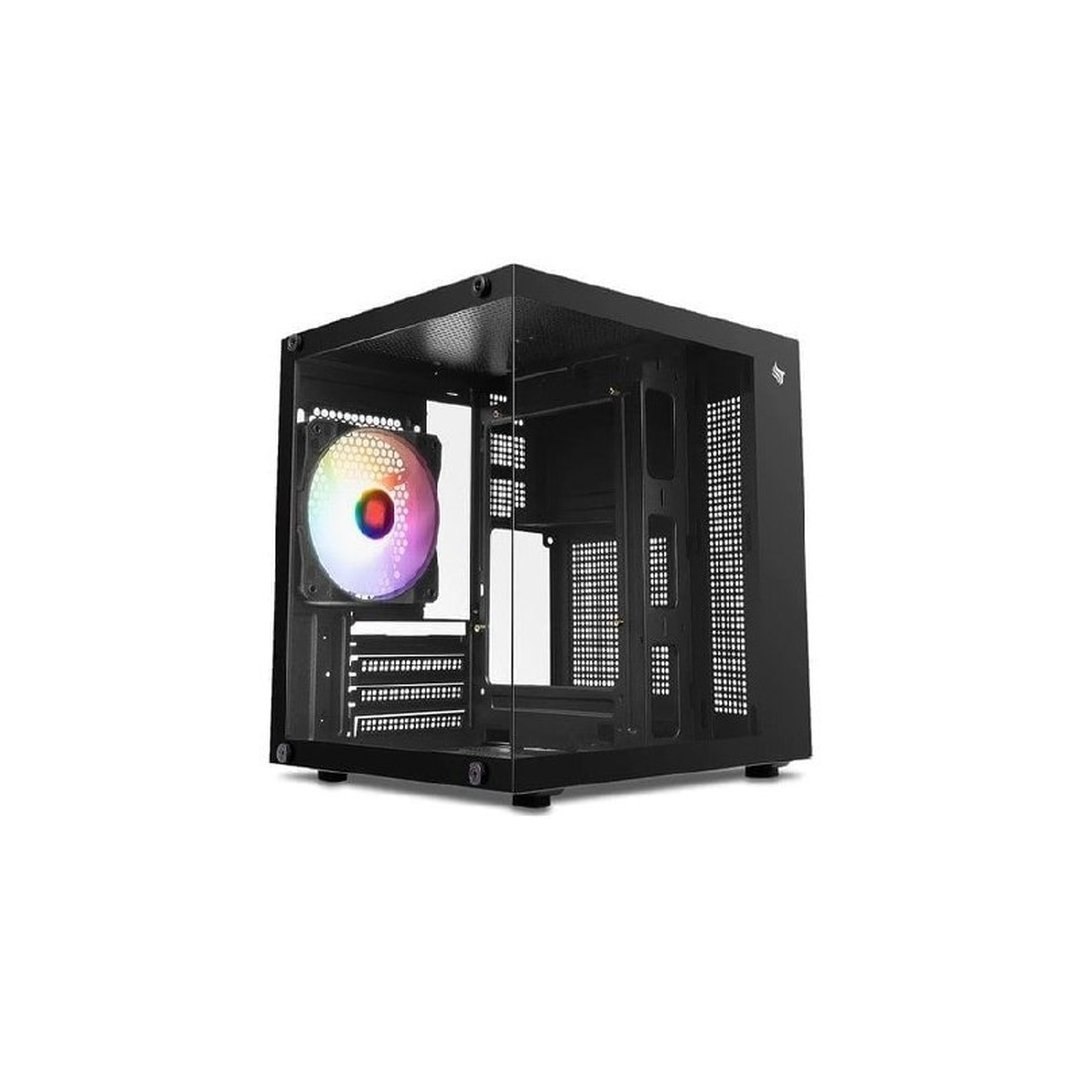 Gabinete Gamer Aquário Pichau Atom, Mini-Tower, Lateral de Vidro, Com 1 Fan, Preto
