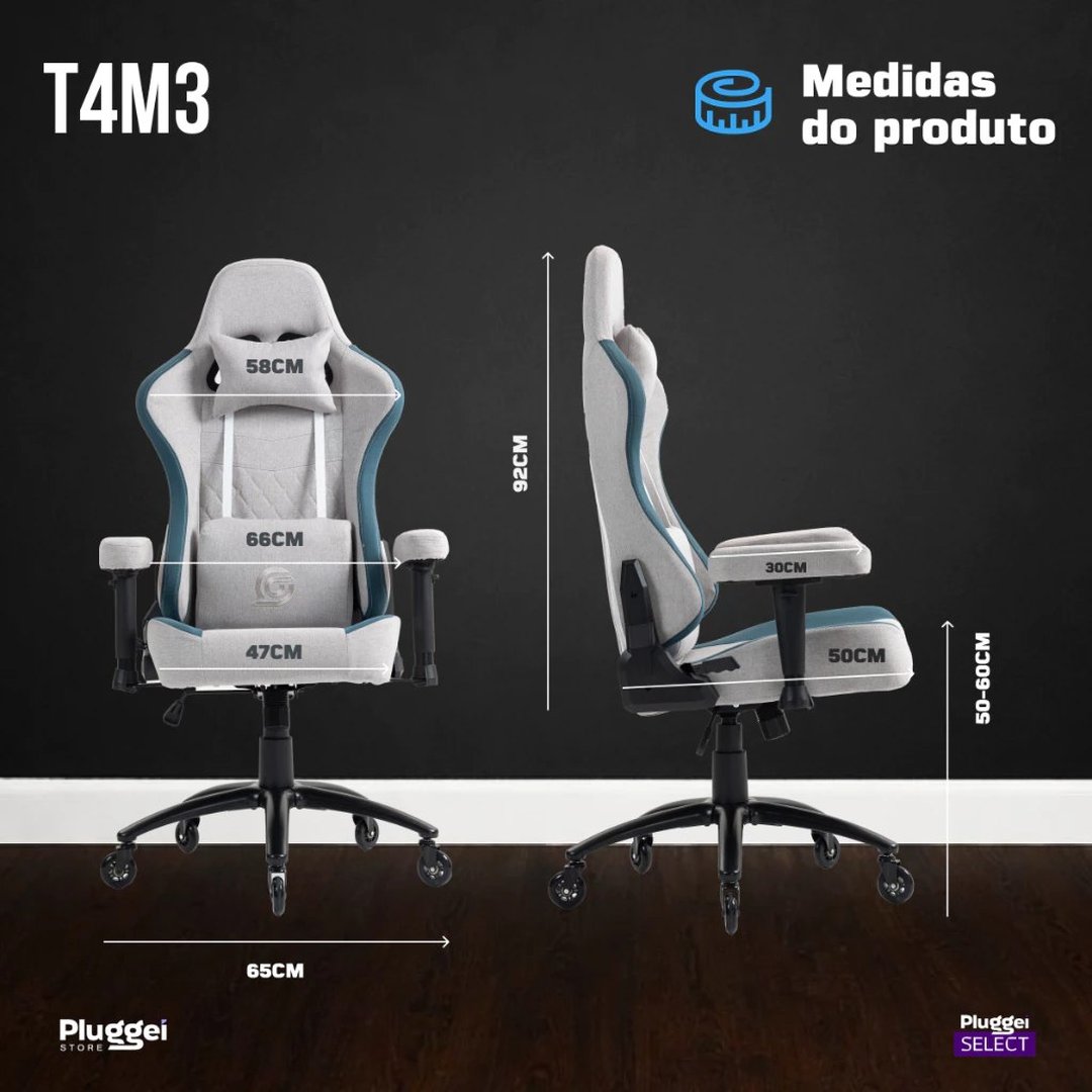 Cadeira Gamer c/ Massageador de Lombar Reclinável Ergonômica até 150kg Profissional Zenith T4M3