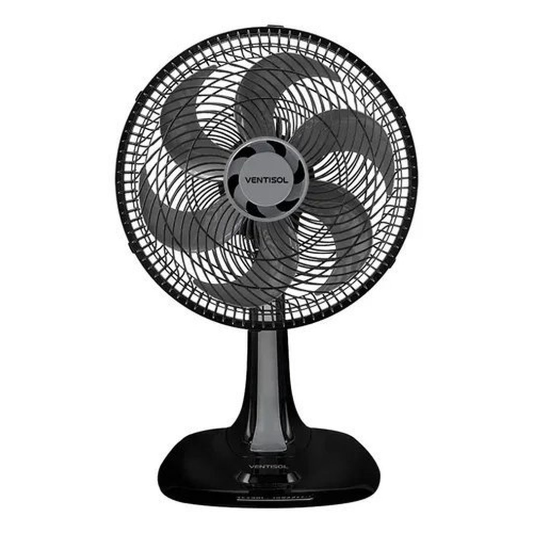Ventilador Oscilante De Mesa Ventisol Turbo Premium 52w 30cm 6 pás Preto 220v