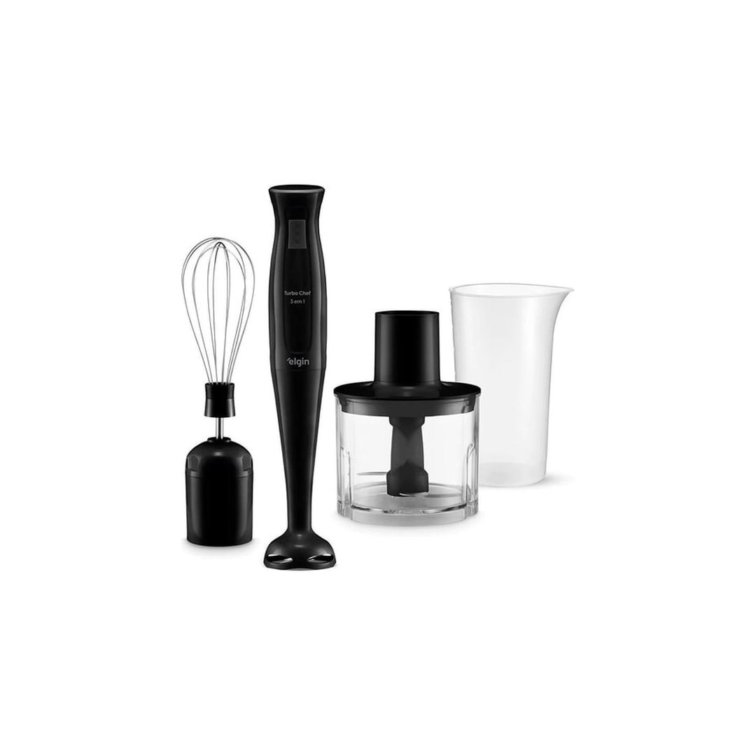 Mixer Elétrico Triturador Desmontável Liquidificador Chef Mix-20 3 em 1 200W Preto Elgin 127V