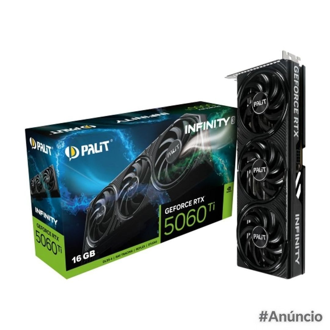 Placa de Video GeForce NVIDIA Palit RTX 5060 Ti 16GB Infinity 3 GDDR7 NE7506TS19T1-GB2061S
