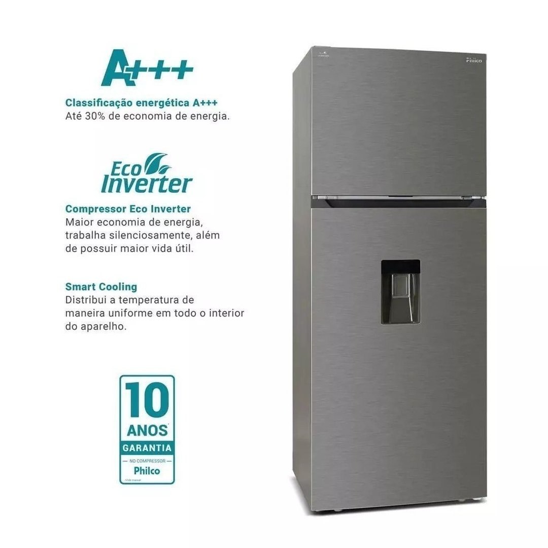 Geladeira 413L Philco Eco Inverter Duplex Inox Prf501ti