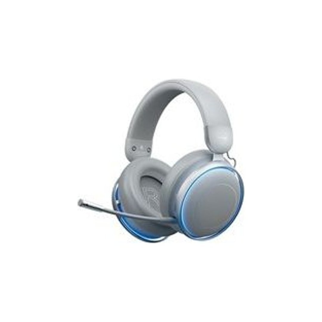 Headset Gamer Machenike GX60 Bluetooth 5.4, Som Surround 7.1, Drivers 53mm, Wireless 2.4Ghz 15ms, ANC -48dB, Bateria 98hrs, LED Azul Gelo Cinza
