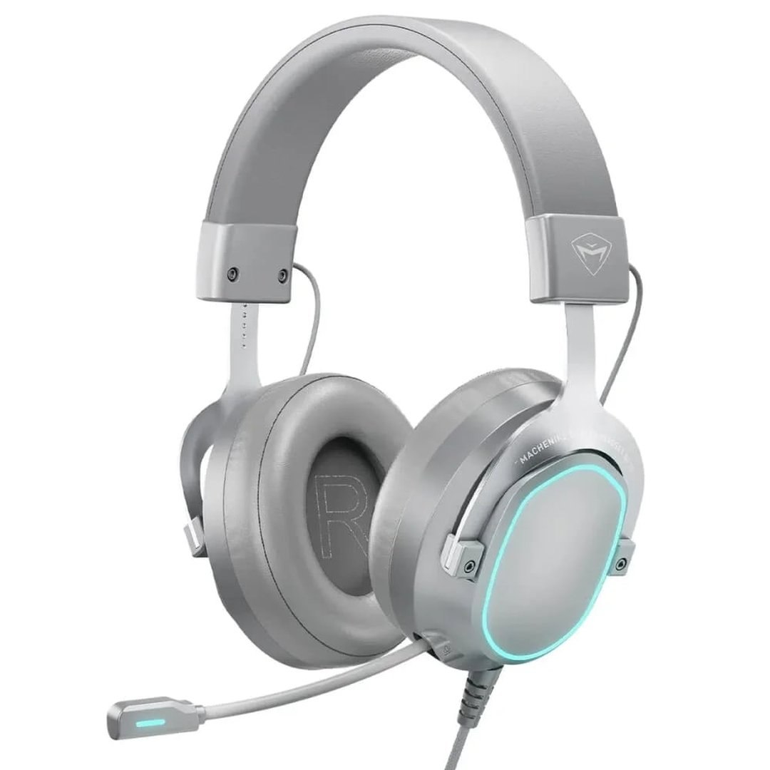 Headset Gamer Machenike GX30 com Drivers Duplos 50mm+13mm, Som Surround 7.1 2ª Geração, Unidade Estéreo Personalizada, Microfone Retrátil Omnidirecional, Cinza JJ02G1001