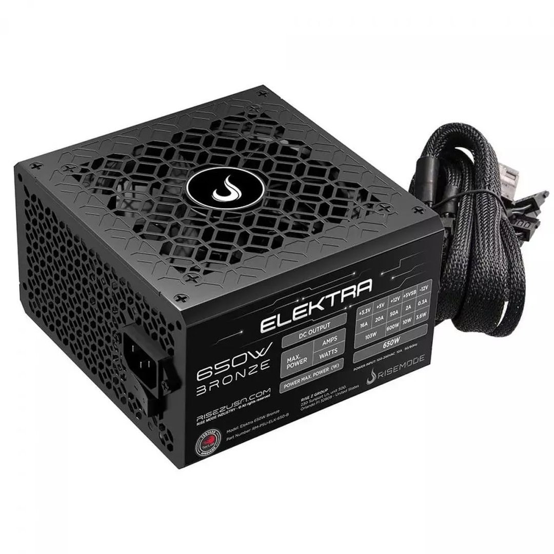 Fonte Rise Mode Elektra, 650W, 80 Plus Bronze, Pfc Ativo, Preto, Rm-Psu-Elk-650-B