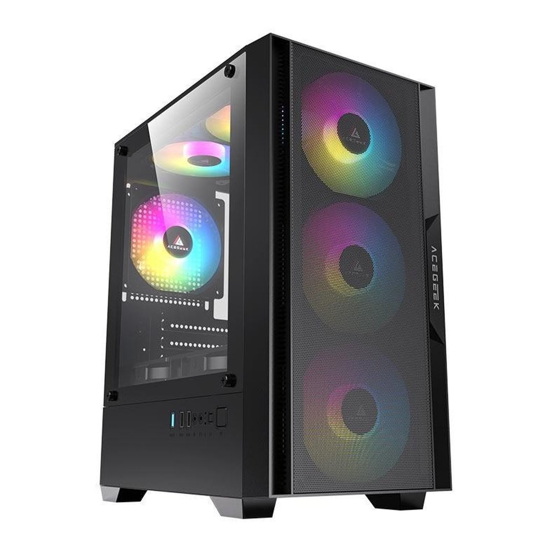 Gabinete Gamer Acegeek Stratus Mesh, Mid-Tower, Lateral de Vidro