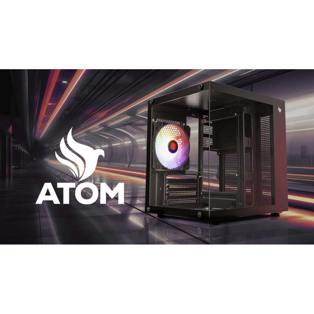 Gabinete Gamer Aquário Pichau Atom, Mini-Tower, Lateral de Vidro, Com 1 Fan, Preto, PG-ATOM-BK