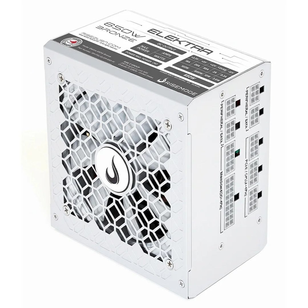 Fonte Gamer Rise Mode Elektra, 650W, Bronze, Full Modular, Pfc Ativo, Branco Rm-Psu-Elkm-650-W