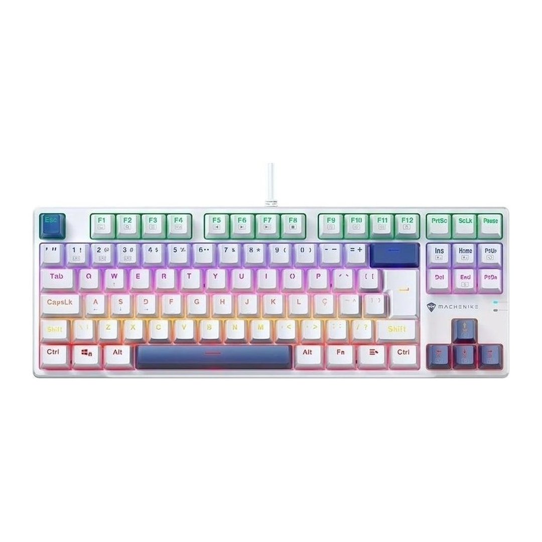 Teclado Gamer Machenike K500b-b87 Switch Red, Branco E Azul