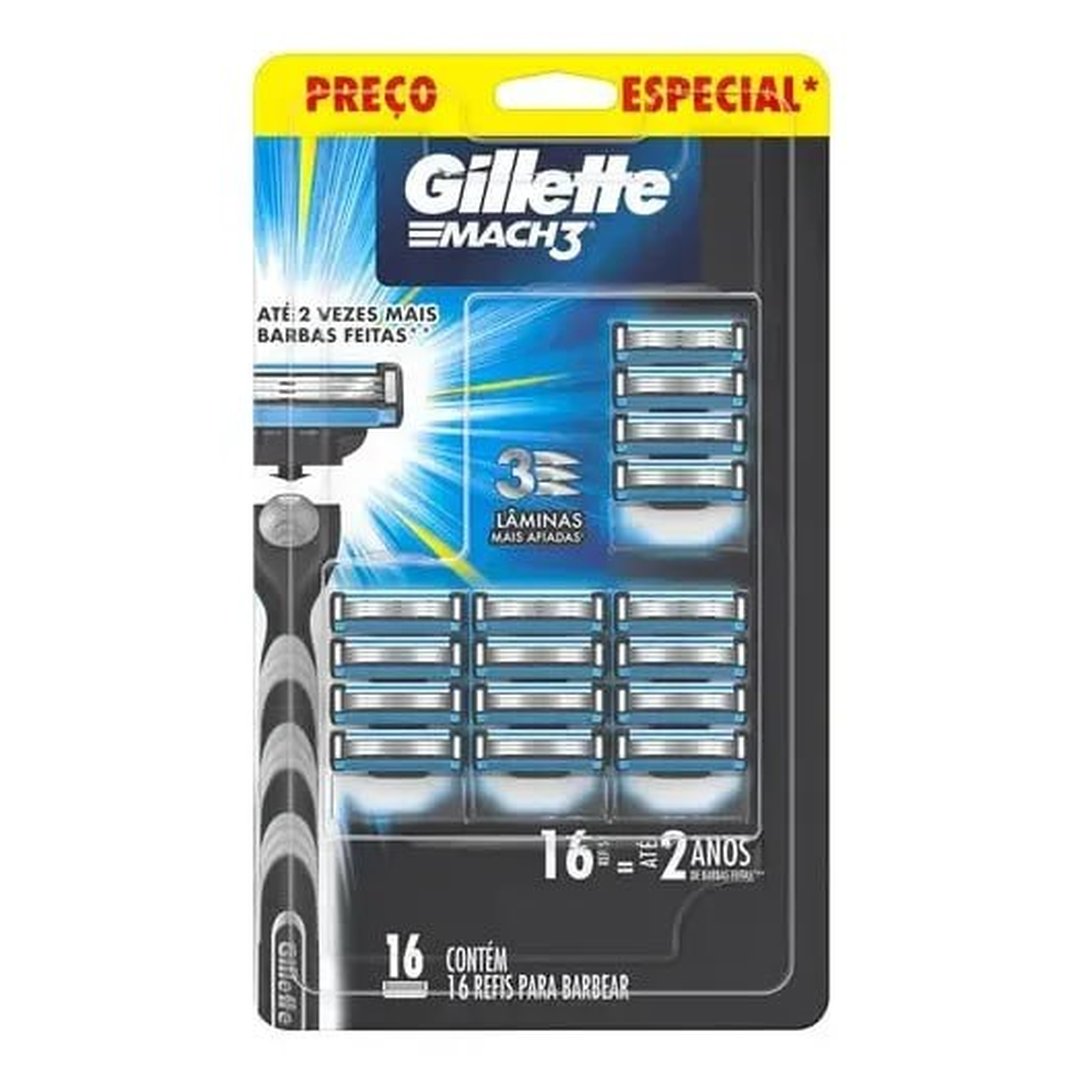 Gillette Mach3 Carga Para Aparelho 16 Unidades