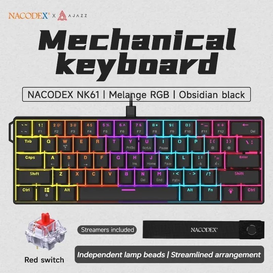 Teclado Mecânico Para Jogos Ajazz Nk61 Com 60% Fio Hotswap