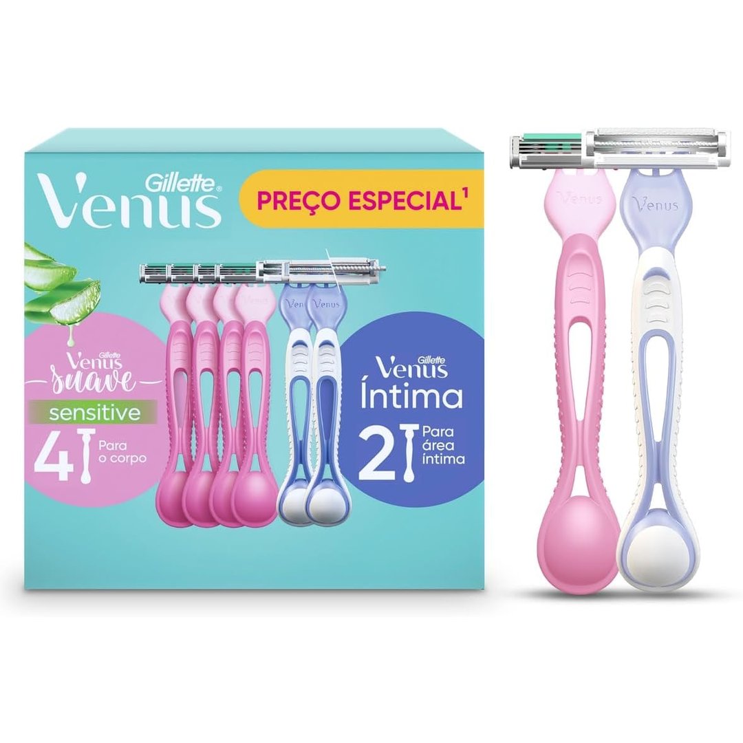 Kit Aparelho de Depilação Gillette Venus Suave 4un. + Venus Íntima 2un.