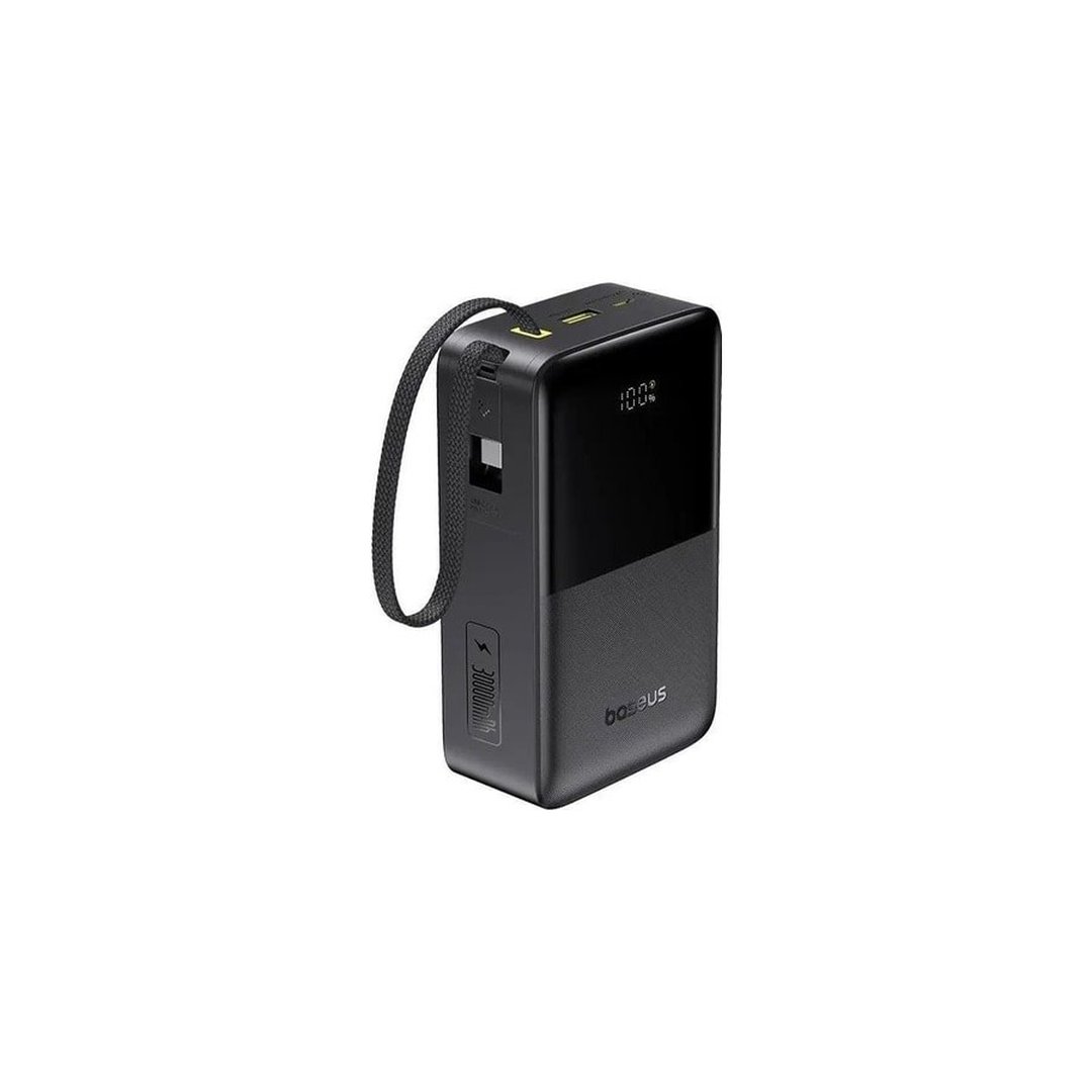 Power Bank Baseus FC51 30000mAh 22,5W Carregamento Rápido Cabo USB-C Integrado Display Digital Carrega 3 Dispositivos Proteção Inteligente Preto