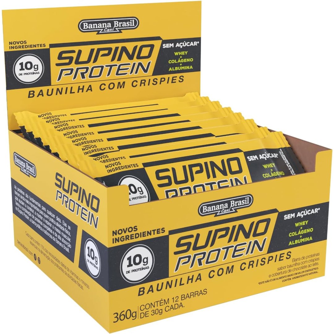 Banana Brasil Barra De Proteína Baunilha Com Crispies 12 Unidades, 30G