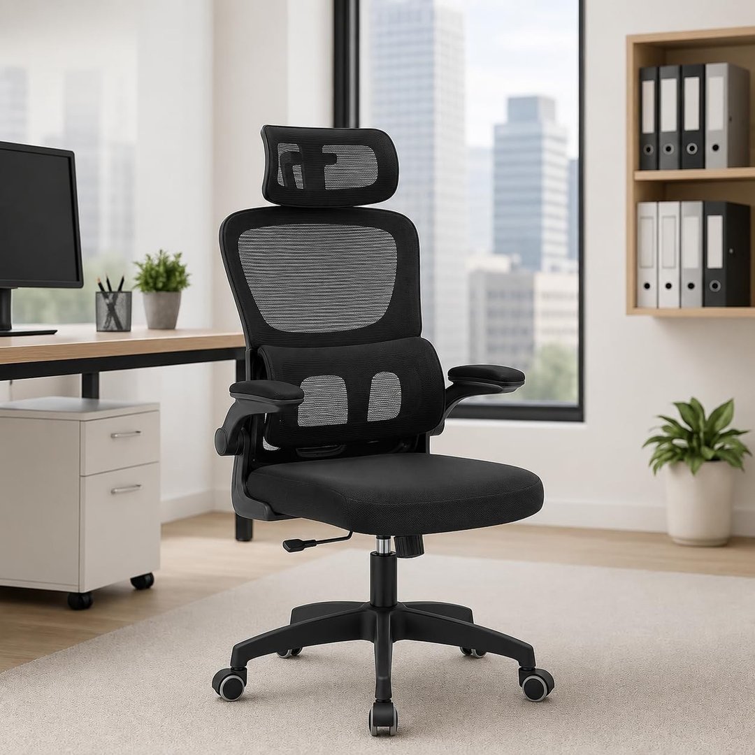 Cadeira de Escritório Suporte Lombar Ergonômico Malha Respirável Mesh