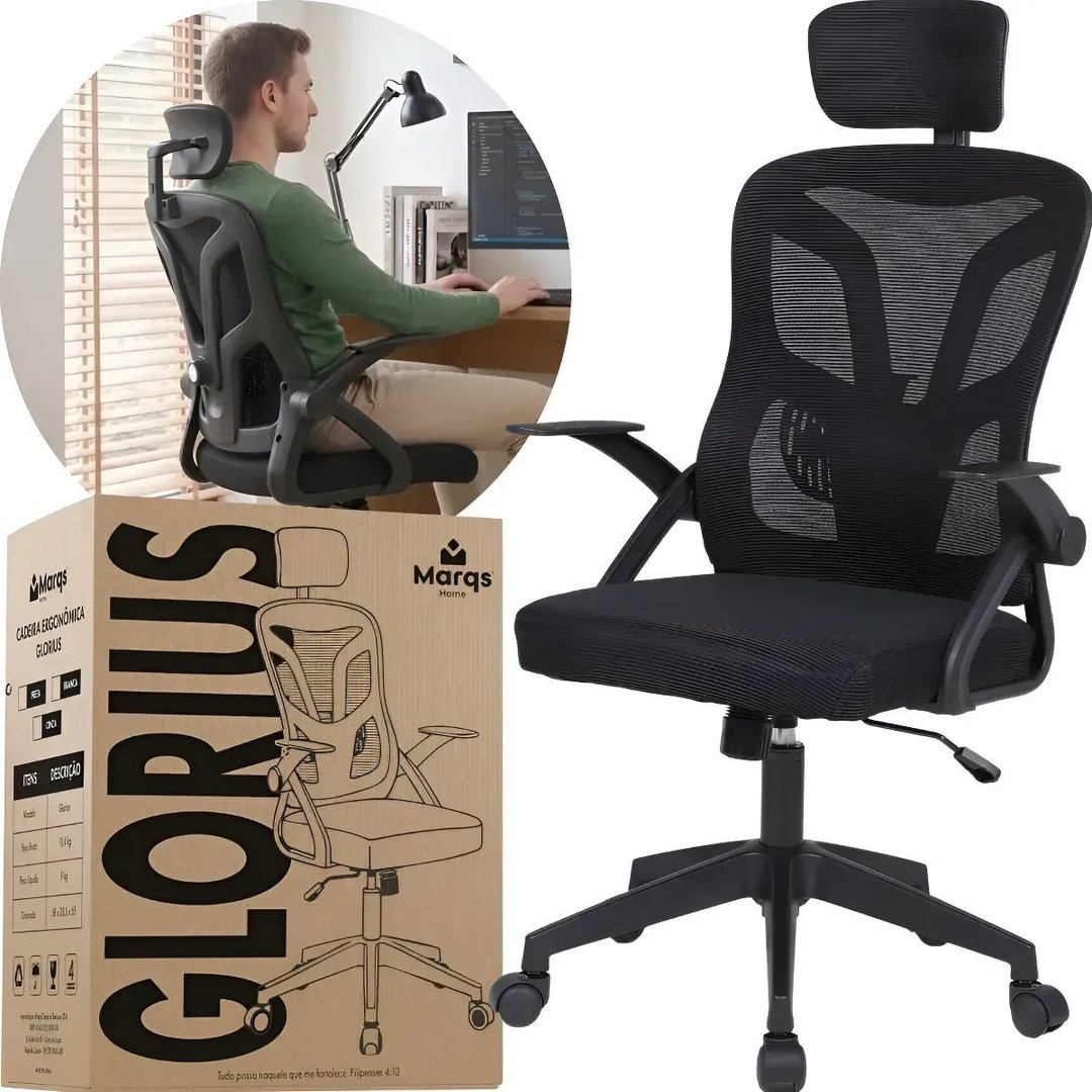 Cadeira Escritorio Ergonomica Glorious Marqs Home Mesh