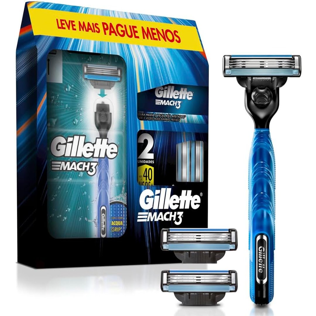 Kit Gillette Mach3 Aparelho de Barbear + Cargas 3 und