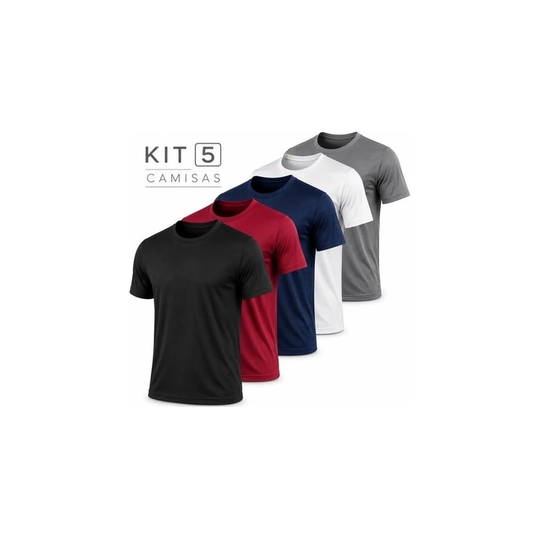Kit 5 Camisetas Básicas Masculina Dry Fit Lisa Tradicional