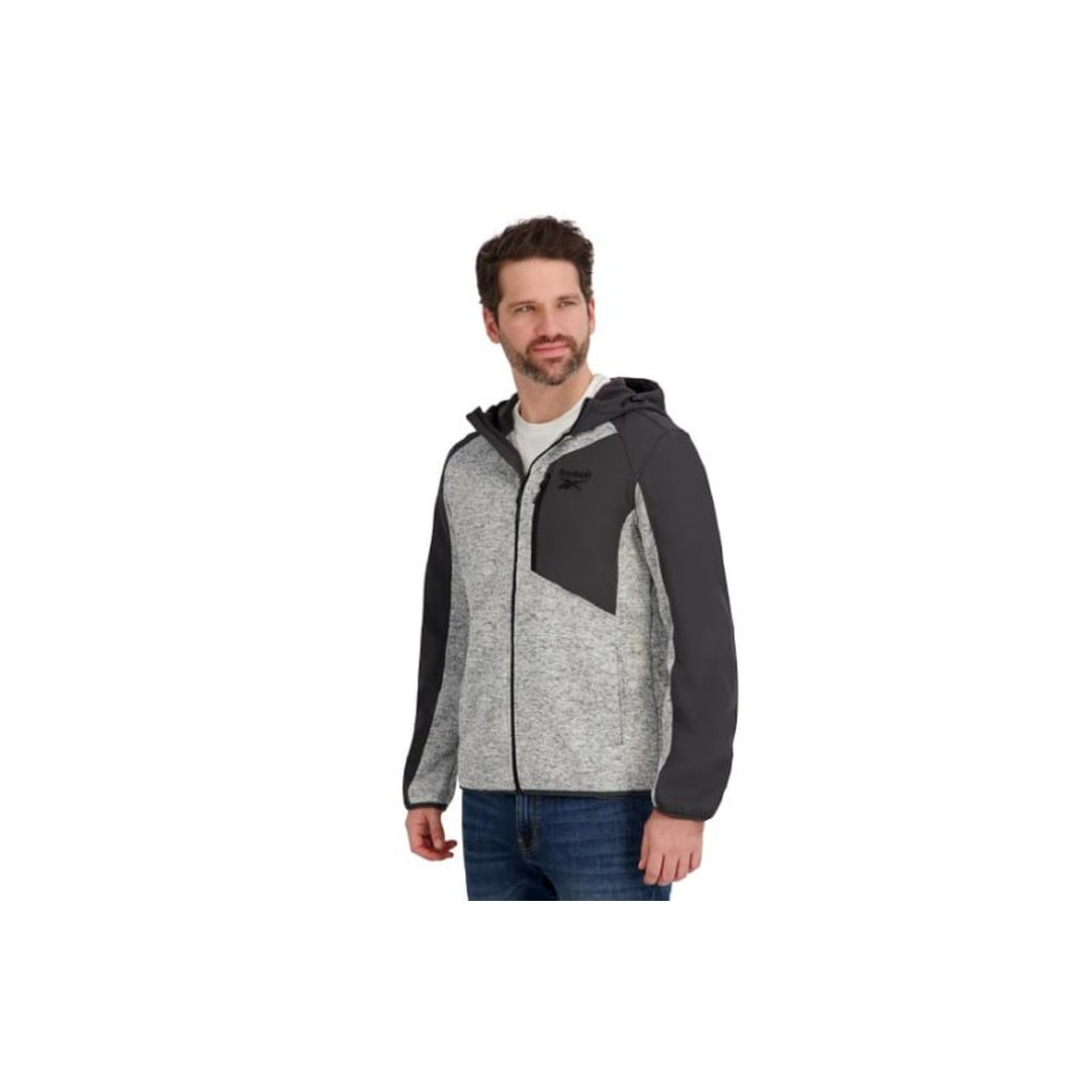 Reebok Jaqueta masculina de lã com capuz e zíper, Cinza, GG