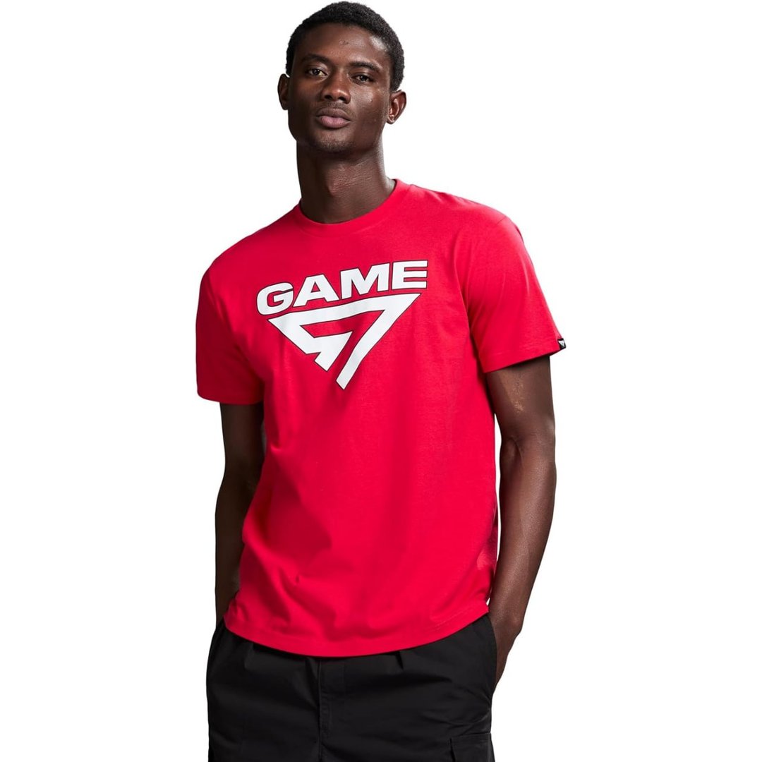 Game 7 Camiseta masculina de algodão e gola redonda e logotipo gráfico leve de manga curta