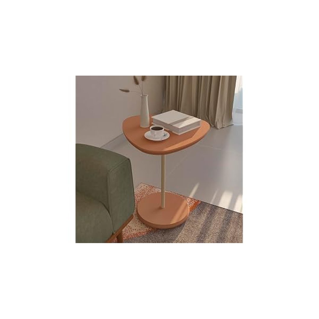 Mesa Apoio pé de metal com pintura dourada brilhante tampo e base em MDF 25mm usinados BEL ALTA Cor Terracota - Artely