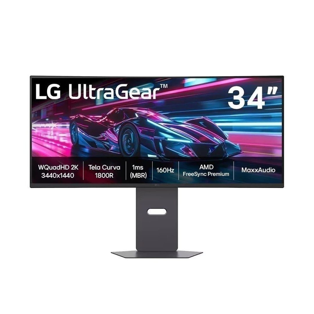 Monitor Gamer LG UltraGear Curvo 34G600A-B 34" QuadHD 2K, UltraWide 1800R, 160Hz, 1ms (MBR), AMD FreeSync Premium, HDR10, MaxxAudio