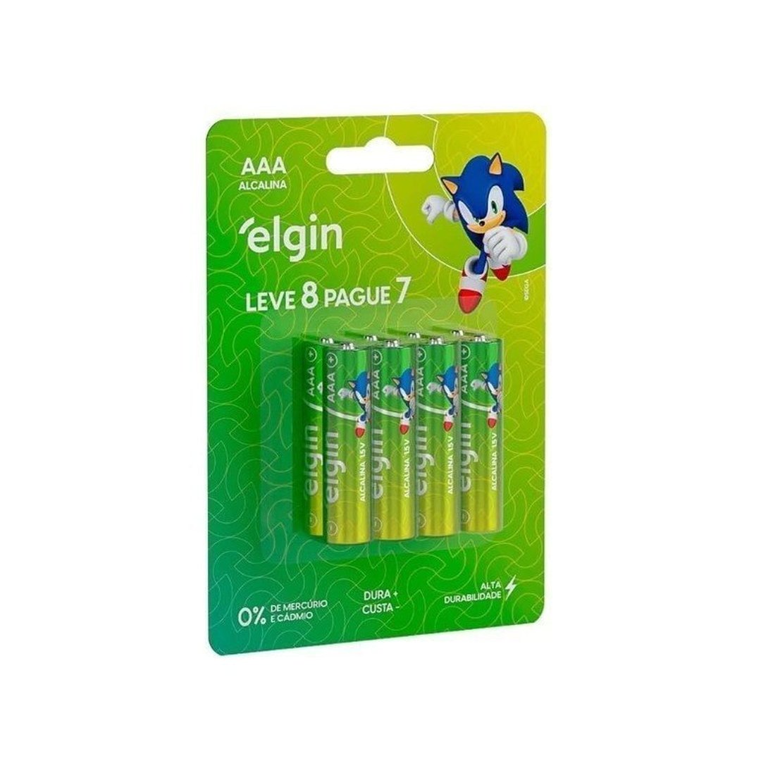 Pilha Alcalina AAA com 8 unidades Elgin Palito