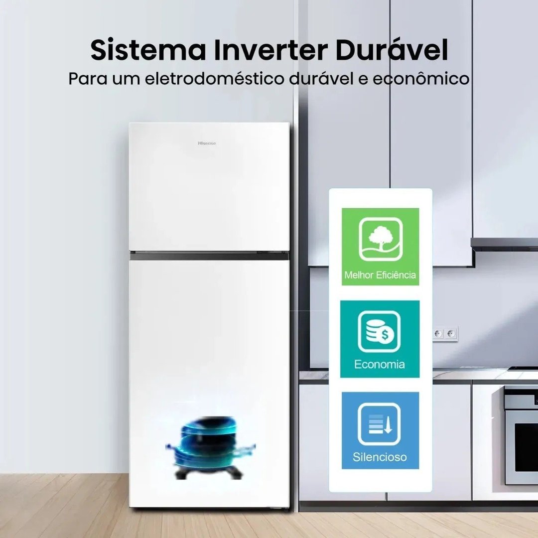 Geladeira Hisense Duplex Branca 381L Inverter Frost Free RT3N375 110V