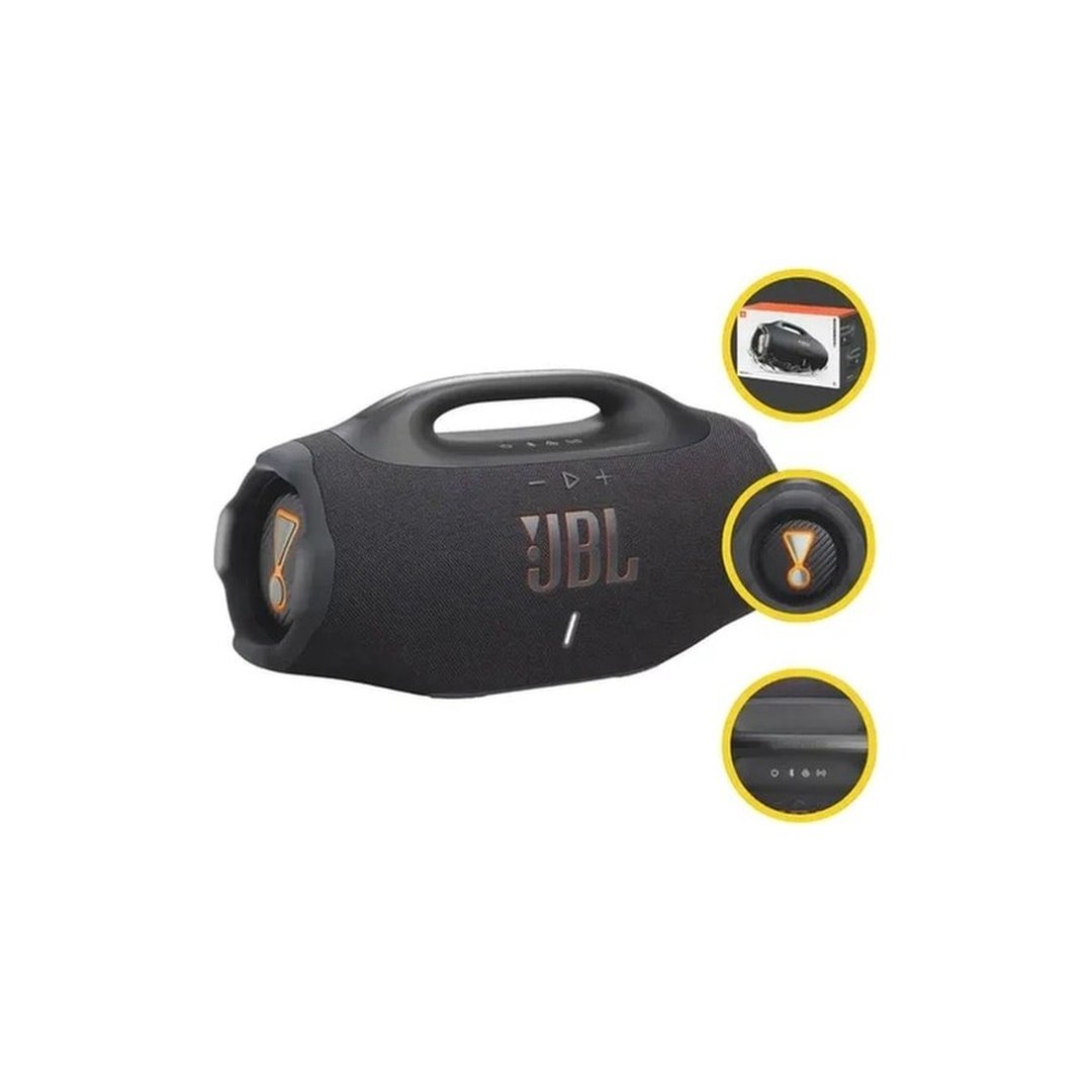Caixa de Som Bluetooth Boombox 4 JBL, com AI Sound Boost, até 34h de bateria, IP68 e Áudio Lossless Preta