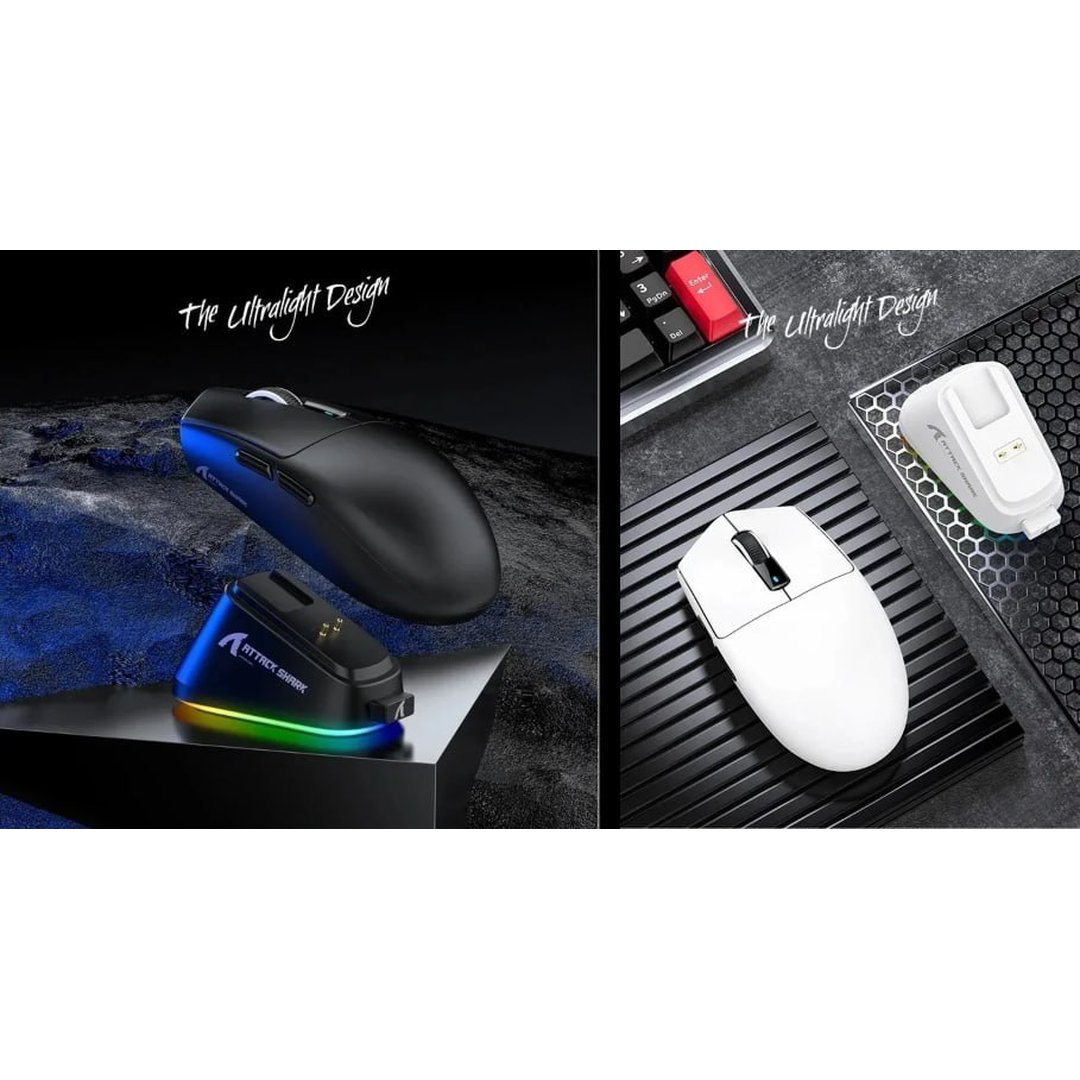Mouse Gamer Attack Shark G3 Pro 1KHz com Dock RGB e Sensor PAW3311