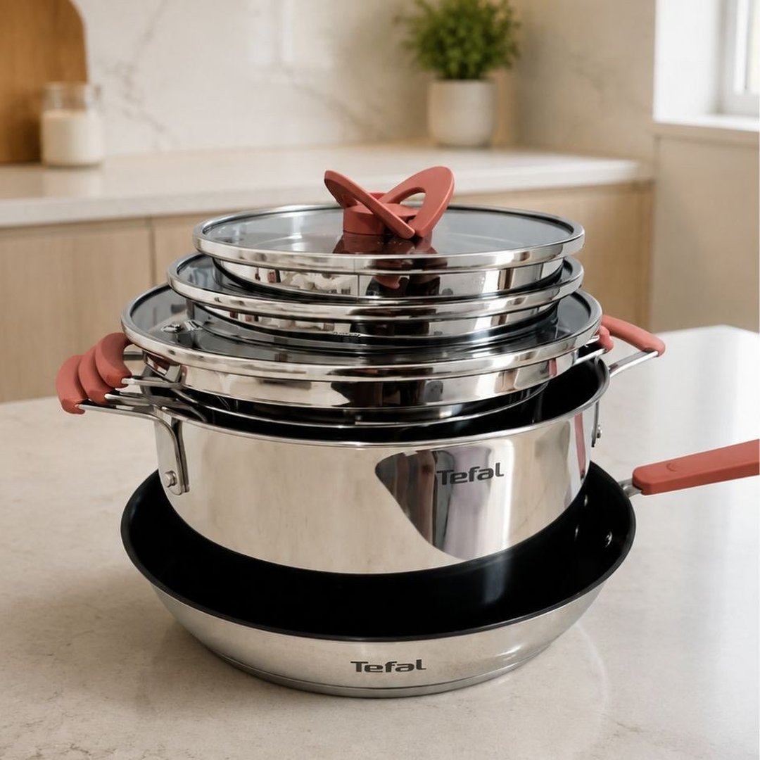 Jogo De Panelas 4 Peças Tefal Opti'space Inox Fundo Triplo