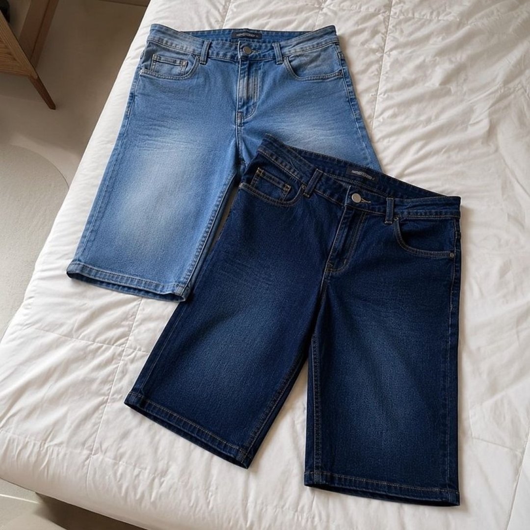 Kit 2 Bermudas Masculinas Jeans C\ Lycra Slim Fit